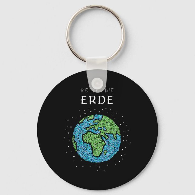 Save The Earth Globe Environmental Protection Clim Key Ring (Front)