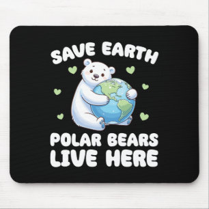 Save The Earth Polar Bears Live Here Earth Day  Mouse Pad