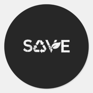 Save The Earth Recycle Symbol Eco-friendly Earth D Classic Round Sticker