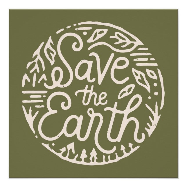 Save the earth retro go green poster (Front)