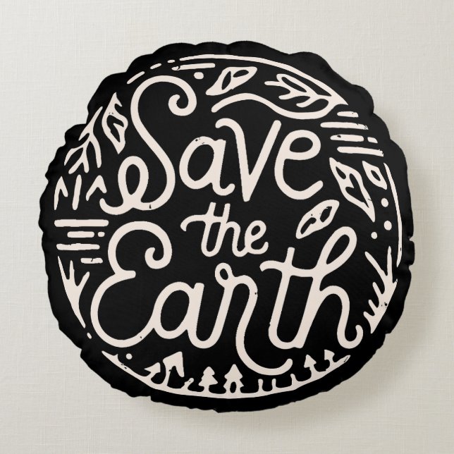 Save the earth round cushion (Front)