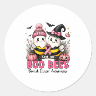 Save The Ees Boo Bees Breast Cancer Halloween Wome Classic Round Sticker