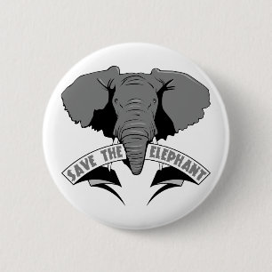 Save The Elephant 6 Cm Round Badge