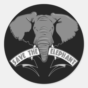 Save The Elephant Classic Round Sticker