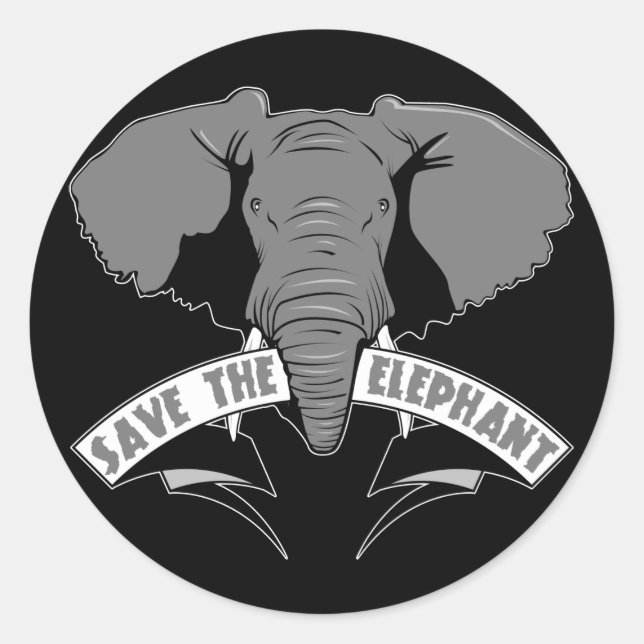 Save The Elephant Classic Round Sticker (Front)