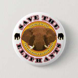 Save the Elephants 6 Cm Round Badge