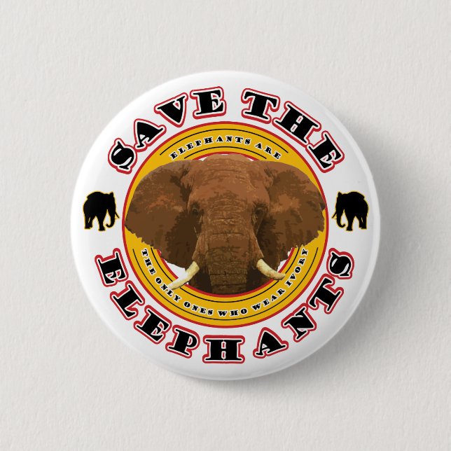 Save the Elephants 6 Cm Round Badge (Front)