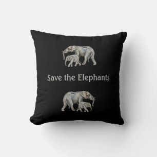 Save the Elephants Beautiful Animals Africa Script Cushion