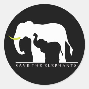 Save the Elephants (black) Classic Round Sticker