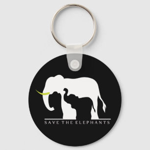 Save the Elephants (black) Key Ring