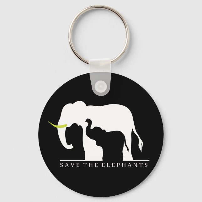 Save the Elephants (black) Key Ring (Front)