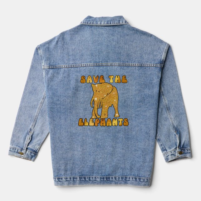 SAVE THE ELEPHANTS DENIM JACKET (Back)