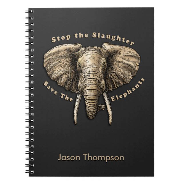 Save the Elephants Graphic Spiral Notebook (Front)