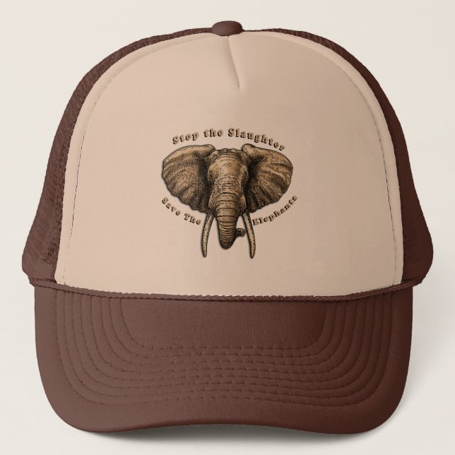 Save the Elephants Graphic Trucker Hat (Front)