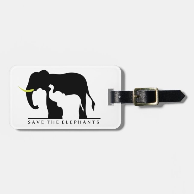 Save the Elephants (white) Luggage Tag (Front Horizontal)