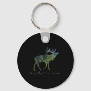 Save The Environment Deer Silhouette Environmental Key Ring
