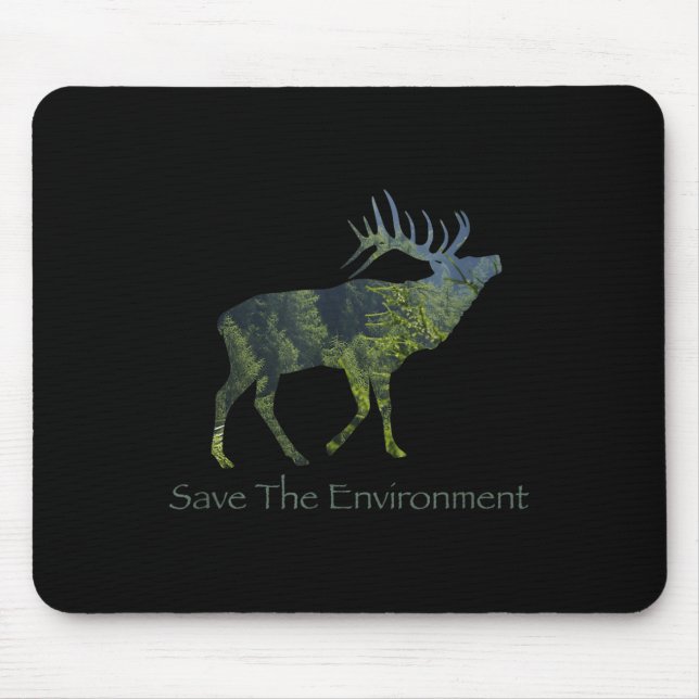 Save The Environment Deer Silhouette Environmental Mouse Pad (Front)