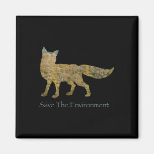 Save The Environment Fox Silhouette Environmental Magnet
