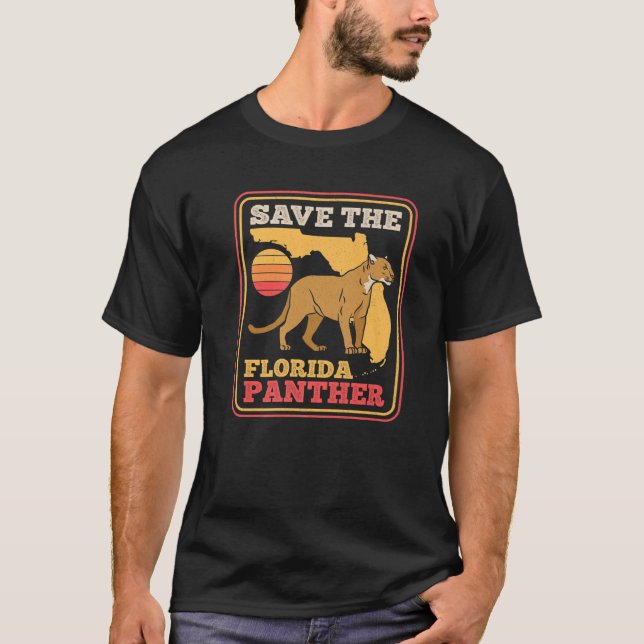 Save The Florida Panther Retro Wildlife Cougar Pre T-Shirt (Front)