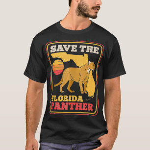 Save The Florida Panther Retro Wildlife Cougar  T-Shirt