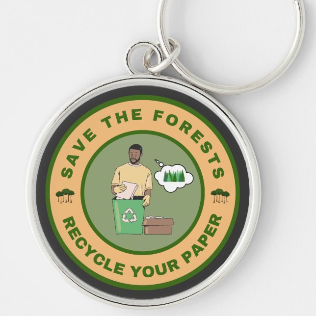 Save the forests recycle your paper key ring (Front)
