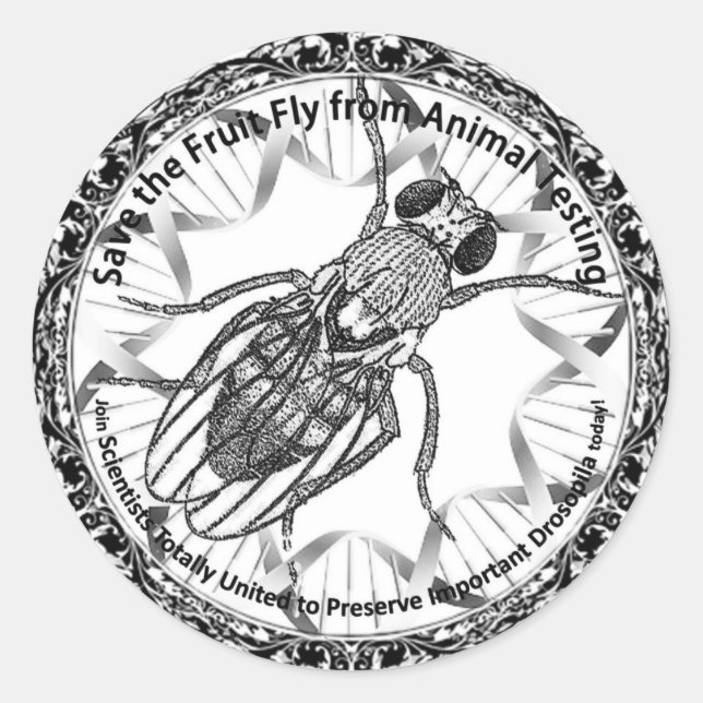 Save the fruit fly classic round sticker (Front)