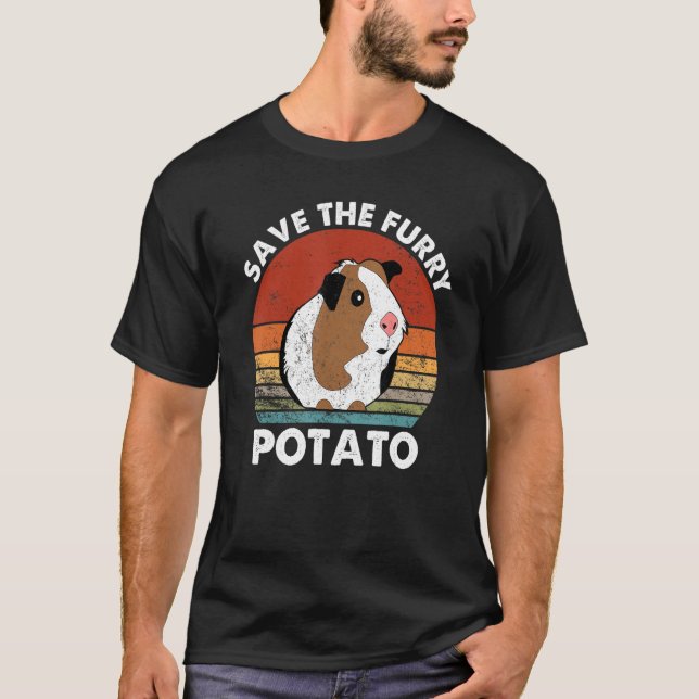 Save The Furry Potato Funny Guinea Pig T-Shirt (Front)