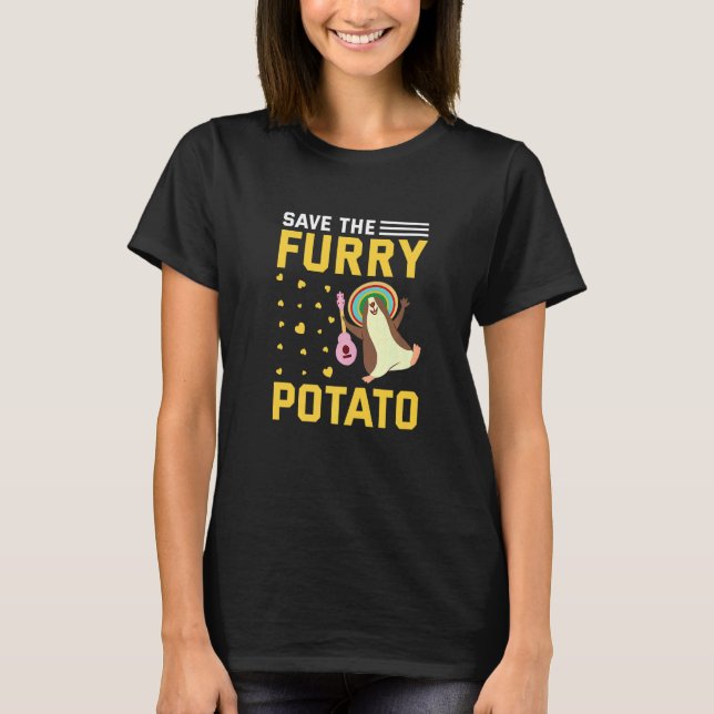 Save The Furry Potato  Guinea Pig T-Shirt (Front)