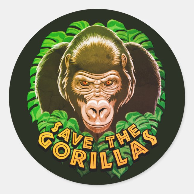 Save The Gorillas - Conservation Awareness Quote Classic Round Sticker (Front)