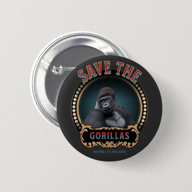 Save The Gorillas | Endangered Species 6 Cm Round Badge (Front & Back)