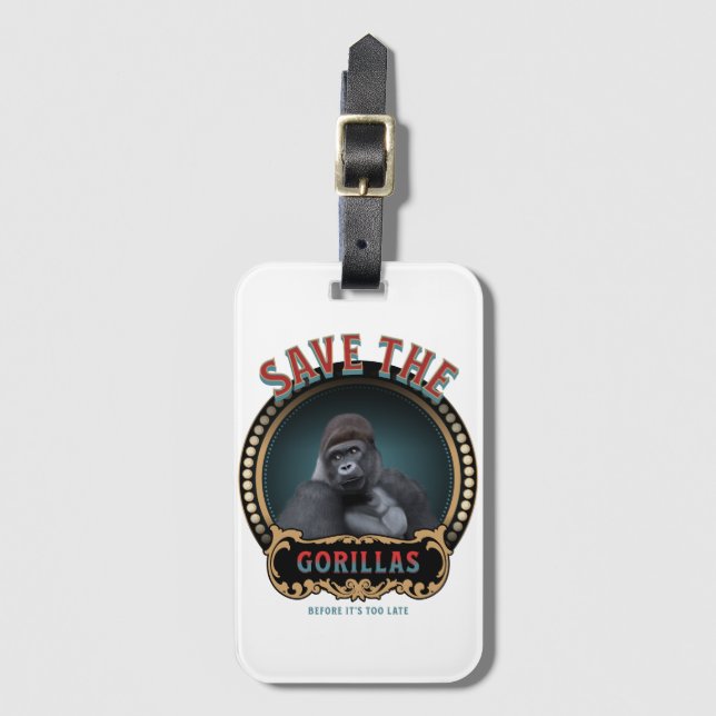 Save The Gorillas | Endangered Species Luggage Tag (Front Vertical)