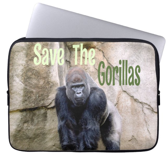 Save The Gorillas Laptop Sleeve (Front)