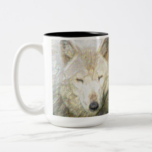Save The Great American Wolf Two-Tone Coffee Mug (Left)