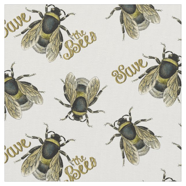 Save The Honey Bee Fabric (Close Up)
