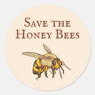 Save the Honey Bees Gold Classic Round Sticker