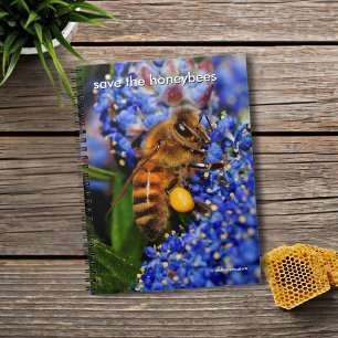 Save the Honeybees Pollinating California Lilac Notebook