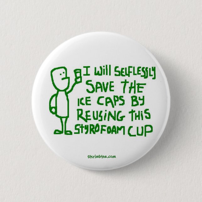 Save the ice caps 6 cm round badge (Front)
