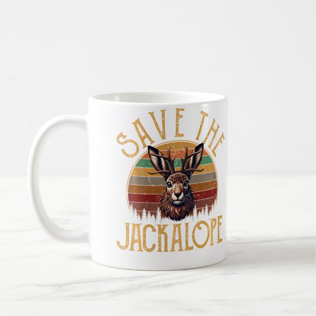 Save The Jackalope Camping Lover Jackalope Coffee Mug (Left)