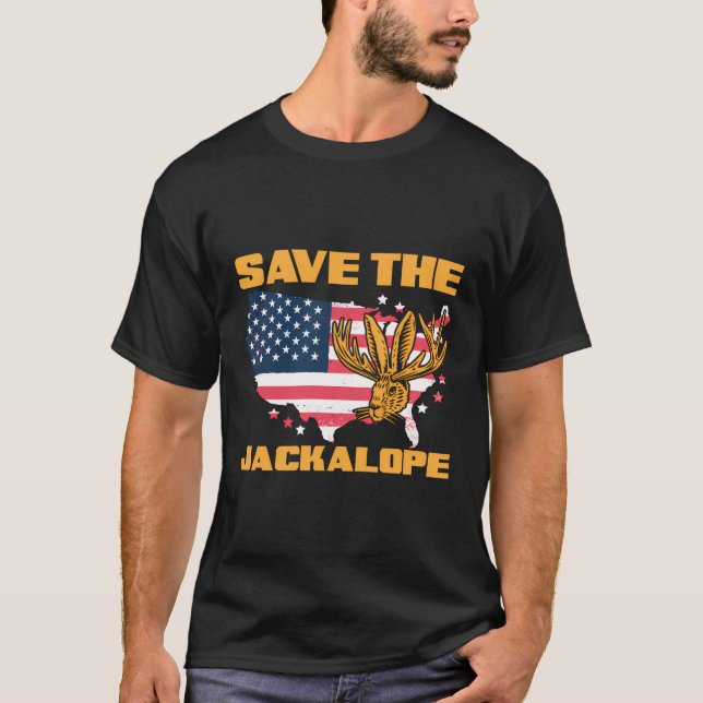 Save The Jackalope Funny Cryptid Jackrabbit Rabbit T-Shirt (Front)