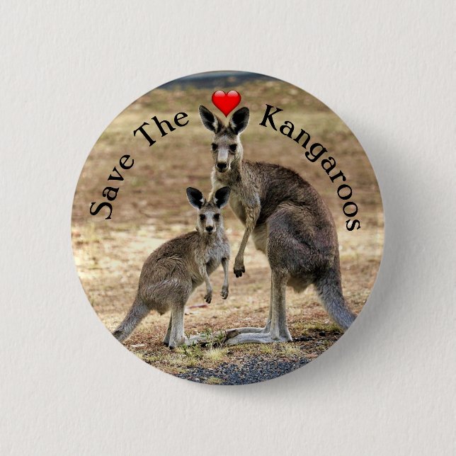 Save the Kangaroos Button (Front)