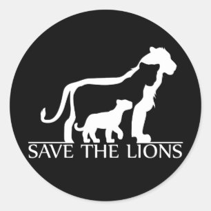 Save the Lions (White) Classic Round Sticker