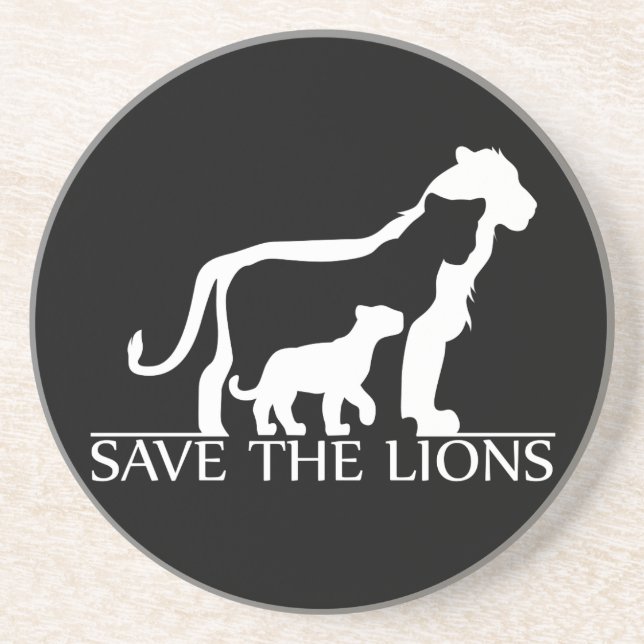 Save the Lions (White) Coaster (Front)