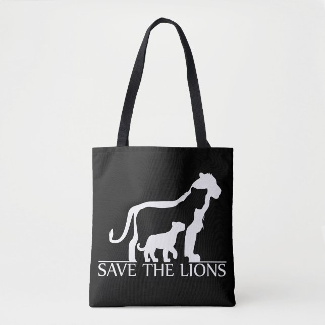 Save the Lions (White) Tote Bag (Front)