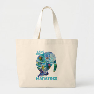 Save The Manatee Large Tote Bag