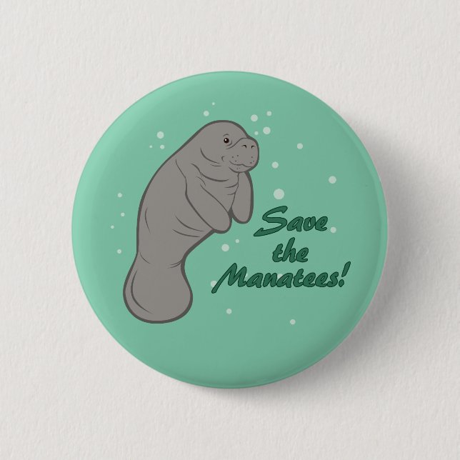 Save the Manatees! 6 Cm Round Badge (Front)