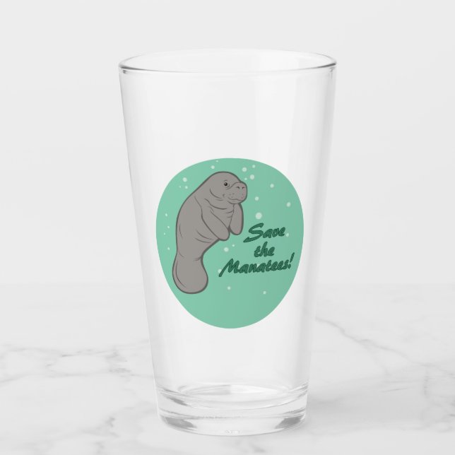Save the Manatees! Glass (Front)