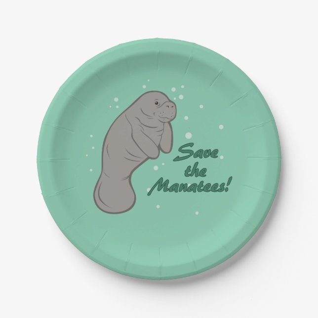 Save the Manatees! Paper Plate (Front)