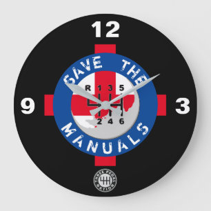 SAVE THE MANUALS LARGE CLOCK