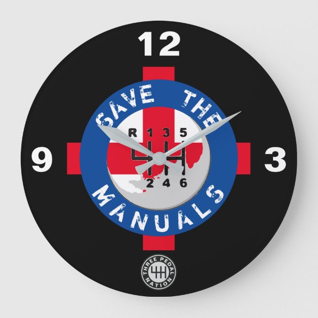 SAVE THE MANUALS LARGE CLOCK (Front)