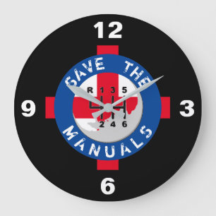 SAVE THE MANUALS LARGE CLOCK